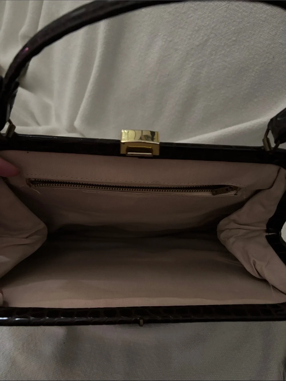 Vintage dark brown faux crocodile bag